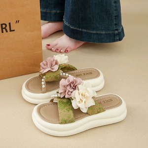 Women's Summer Thick-Soled Floral <b>Slides</b> Stylish for Outdoors Work Perfect Soft Non-<b>Slip</b> Soles for Comfortable All-Day Wear - Product Image 2