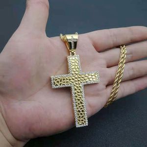 Stainless Steel <b>Cross</b> Pendant Necklace With Rhinestone Pave Setting Unisex Hip Hop Jewelry Gift - Product Image 5