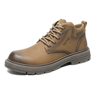 YOUTEN – bottines en cuir véritable pour hommes, bout rond, doublure en peluche, semelle extérieure en caoutchouc antidérapante, bottes de neige chaudes pour l'automne et l'hiver - Product Image 5