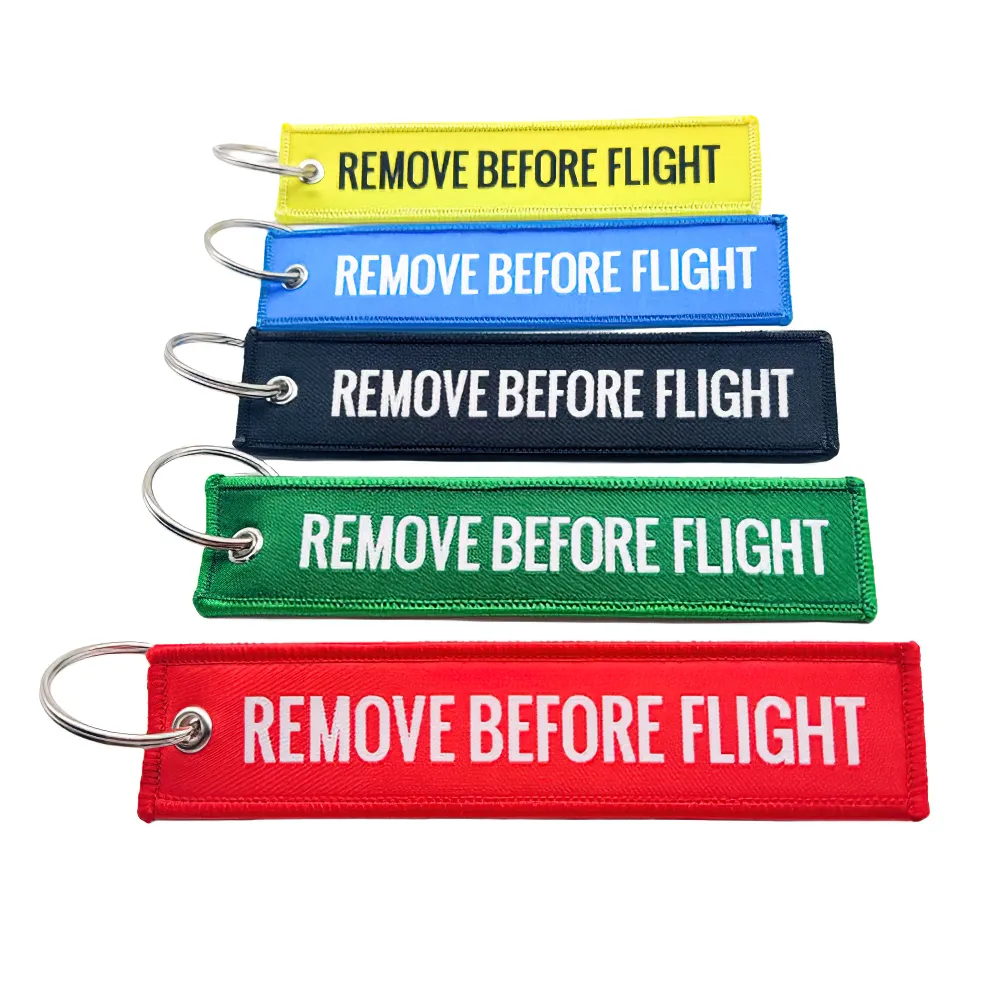 Custom Logo Japanese Fabric Key Chains Woven Logo Before Flight Jet Tags Keychains As a gift