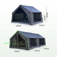 Tente de toit gonflable automatique étanche QT 3000MM 9.7+9.7 en coton 320G double couche, installation rapide quatre saisons, 2 chambres 19.4