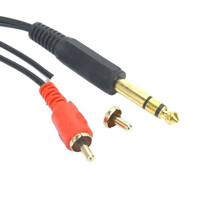 6.35mm Large Three Core 6.5 RPM 1 / 2 RCA Dual Head Audio Cable 6.5 1 / 2 20cm Length Connector Wire