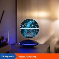 Lámpara de Noche LED RGB Flotante de 14 cm, Lámpara de Ambiente con Diseño de Cielo Estrellado, Moderna, Creativa, Europea, para Hogar Inteligente, con Levitación Magnética