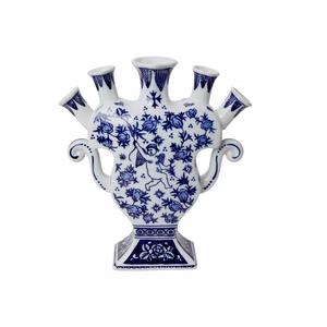 Vase en céramique bleu et blanc de <span class=keywords><strong>Delft</strong></span> avec tulipe et ange - Product Image 1