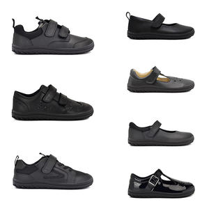 أحذية طلاب جلدية مخصصة بدون قطرة من الميكروفايبر للفتيات صندوق بمقدمة واسعة حافي القدمين تصميم صيفي ناعم رسمي مسطح ماري جين الأسود - Product Image 1