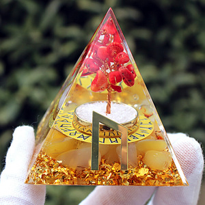 <b>Crystal</b> Pyramid Ornament With Rune <b>Tree</b> Resin Epoxy Home Decoration Diy Gift - Product Image 1