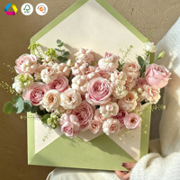 Boîte à fleurs en papier de style enveloppe personnalisée, boîte d'emballage cadeau pour fleuriste, haute qualité esthétique, pour les fêtes, les mariages, les cadeaux artisanaux