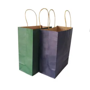 2024 뜨거운 판매 크래프트 종이 가방 핸들 대량 다크 브라운 흰 종이 선물 크래프트 소매 가방 공예 쇼핑 종이 가방