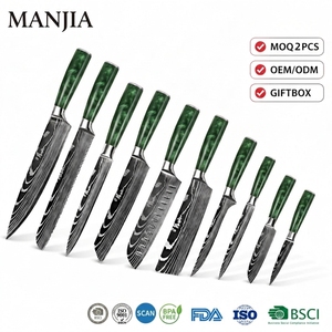 Set <span class=keywords><strong>di</strong></span> <span class=keywords><strong>Coltelli</strong></span> Professionali Giapponesi MANJIA OEM ODM in Acciaio Inossidabile 4Cr14 Laser Damascus Personalizzati per <span class=keywords><strong>Cucina</strong></span> - Product Image 1