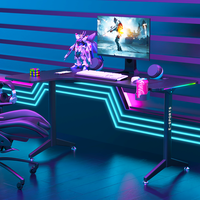 Beisijie Accessoires de bureau de jeu en fibre de carbone en option en forme de L Table de jeu PC Gamer avec lumière RVB Coin gauche