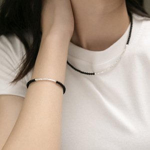 S925 Bạc Đen Agate Bị Hỡ Bạc Vòng Cổ Niche Thiết Kế Ánh Sáng Sang Trọng Đơn Giản Cổ Đồ Trang Sức - Product Image 4