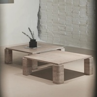 Table basse carrée en travertin beige poli, design nordique moderne, table d'appoint pour villa, salon, salle à manger de luxe, meubles