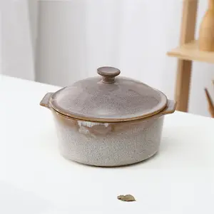 Olla de cocina personalizada, cazuela antigua, ollas grandes redondas de cerámica para sopa, para restaurante y hogar, venta al por mayor, China