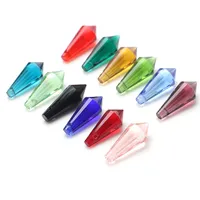 Pendentifs en verre cristal en forme de cône prismatique 8x20mm, perles lâches à facettes en forme de goutte, pour la création de bijoux, bracelets, colliers, rideaux et lampes faits main