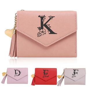 Portefeuille et étui en cuir PU, porte-cartes gravés sur mesure avec pompons, mini-sacs à main portables pour femmes - Product Image 1