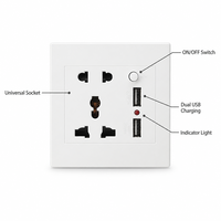 Prise murale USB à cinq trous avec deux ports USB, panneau de commutation, matériau en bronze phosphoreux, multifonctionnelle, compatible SDK, pour usage domestique