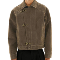 Veste en daim rétro de luxe pour homme, de haute qualité, avec logo personnalisé, vintage, asymétrique, avec boucle de pompier, épaisse, pour l'hiver