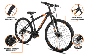 JOYKIE HILAND Bicicletta da Uomo 29 Pollici in Lega di Alluminio MTB <span class=keywords><strong>con</strong></span> 21 Velocità e Freni a Disco - Product Image 3