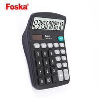 Calculatrice de bureau Foska en promotion avec 12 chiffres pour le bureau et les étudiants, alimentation solaire + piles AAA