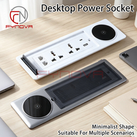 Tischsteckdose mit 2 AC-Anschlüssen, USB-C und 15W kabellosem Ladegerät, aufklappbare, eingebettete Schreibtischsteckdose für Möbel und Büro
