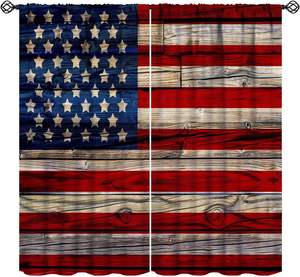 Cortinas para ventana con bandera del Día de la Independencia, azul, rojo, estrella, americano, para sala de estar, cocina, dormitorio, cortinas, 2 paneles - Product Image 6