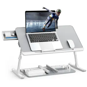 Opvouwbare Laptop Bureau Voor Bed Bestseller Lederen Schoot Bureau Verstelbare Opslag Lade Bed Lade Tafel Voor Computer Kantoor