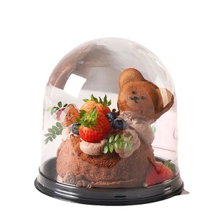 Boîte à gâteau ronde transparente de 4 pouces en forme de demi-cercle avec motif d'arbre de Noël pour l'emballage de pâtisseries et de mousses - Product Image 5
