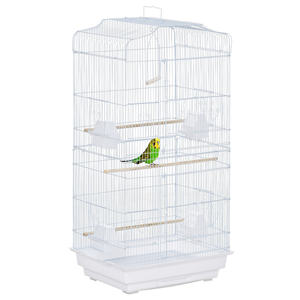 Jaula de Pájaros PawHut con Perchas, Columpio y Cuencos, Aviario de Metal y Plástico, 46,5x35. 5x92cm, blanco - Product Image 1