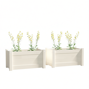 Fioriere da giardino in legno massello di pino bianco, di medie dimensioni, resistenti, per uso esterno - Product Image 1