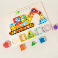 Blocs de puzzle éducatifs en forme de dinosaure pour enfants, jouets d'apprentissage de planche à dessin pour garçons et filles