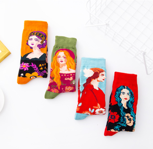 Chaussettes tubulaires longues unisexe, de <span class=keywords><strong>marque</strong></span> française, en vrac, Chaussettes pour fille rouge, avec personnage de dessin animé, mignonne - Product Image 2