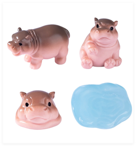 3D dibujos animados miniatura Dlollhouse Kits hipopótamo resina cabeza Animal figuritas estatua agua piscina estanque jardín Decoración Juguetes promocionales - Product Image 2