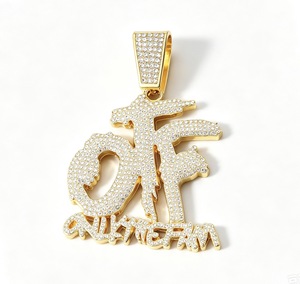 Colgante OTF con Letra CZ de 14mm, Cadena Cubana, Joyería de Moda Hip Hop Streetwear para Hombre, Venta al por Mayor, Collar Masculino - Product Image 4