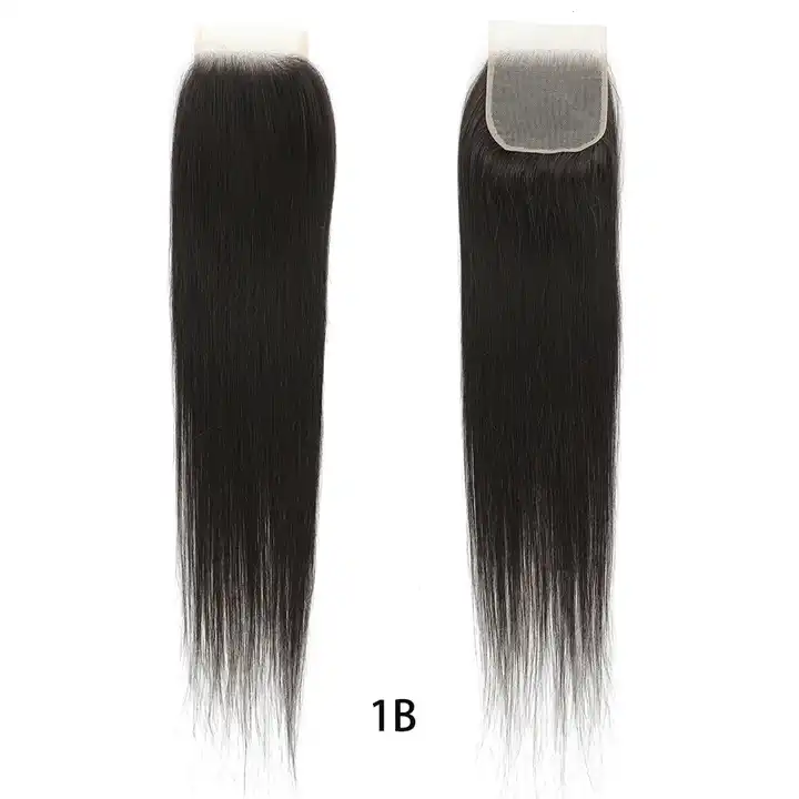 Synthetic Straight Lace Closure 4x4 Lace Frontal Closure Black Straight