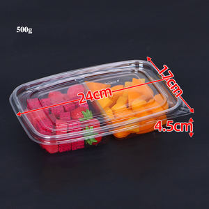 Offre Spéciale! 500 pièces/<span class=keywords><strong>lot</strong></span> boîte à fruits en <span class=keywords><strong>plastique</strong></span> transparente 2/3/4 compartiments avec couvercle contenants alimentaires à emporter recyclables et jetables - Product Image 1