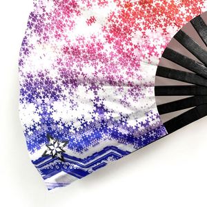 Grand éventail en tissu de 13 pouces avec manche en bambou, sonore et claquant, idéal pour les spectacles, la danse et les événements - Product Image 3