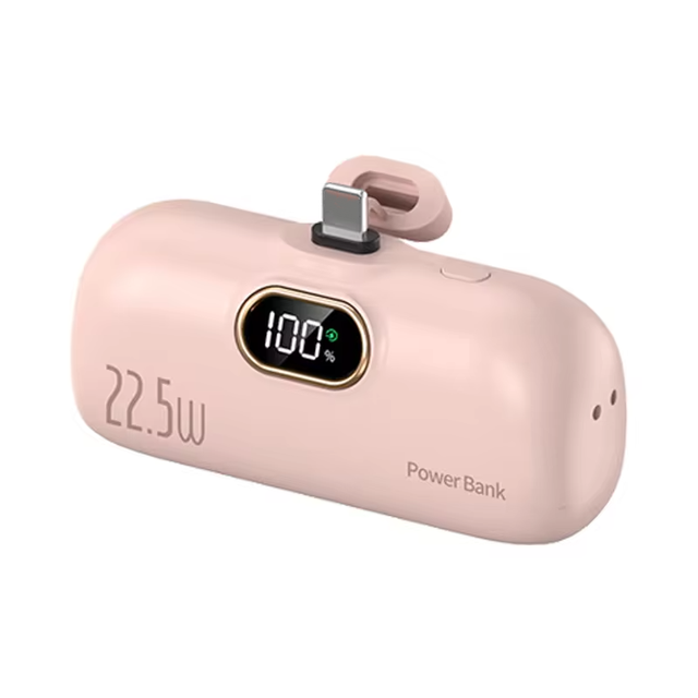 M-Queen 20W PD Fast Charging Portable Power Bank 5000mAh Mini Capsule Charger USB Type-C Solar Powered Mobile Black ABS