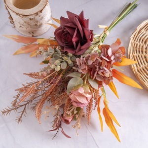 CallaFloral Ramo de Rosas Artificiales en Colores de Principios de Otoño, Tela Plástica Tejida, Decoración para el Hogar CF01340 - Product Image 3