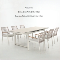 Ensemble de table et chaises de salle à manger pour patio en aluminium durable, avec coussins résistants à l'eau, style minimaliste, pour usage extérieur