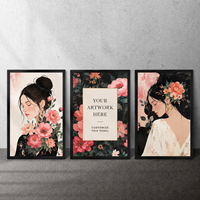 OEM ODM Personnalisé 8*12in*3pcs Décoration Murale Art Photo Impression sur Toile Tableau Flottant Encadré pour Salon