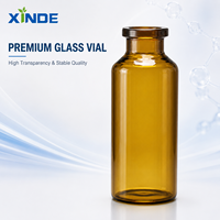 Flacon en verre borosilicate faiblement tissé ambré vide XINDE de 10 ml, 30 ml, 50 ml pour injection médicale avec bouchon à vis et sérigraphie