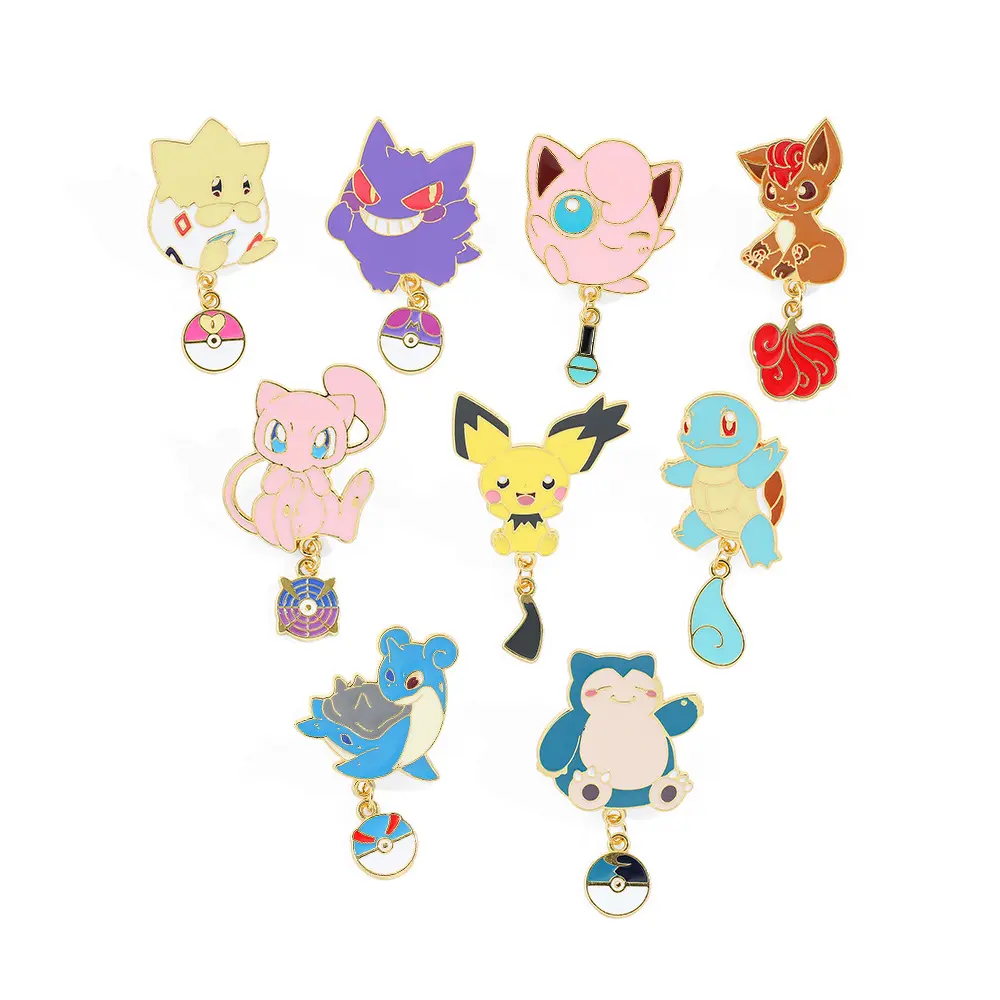 XZ2494 Enamel Pins Cute Japanese Anime Button Brooch Pin Hard Enamel Shirt Lapel Pin Brooches Building Blocks for Kids Gift Toys