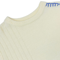 Pull en maille côtelée verticale pour femme, col rond, détails de couture contrastés sur les épaules, manches longues à revers côtelés, haut en maille