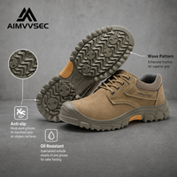 AIMVVSEC – chaussures de sécurité isolées 10KV pour hommes, bottes de travail en cuir suédé imperméables à bout en acier, résistantes aux perforations, chaussures industrielles en Kevlar