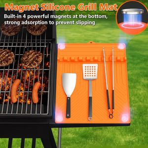 Heat Resistant Silicone Grill Mat Spatula Mat Utensil Holder with 8 Slots for Griddle <b>BBQ</b> Kitchen <b>Tool</b> Organizer Pad Waterproof - Product Image 3
