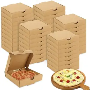 Boîte à pizza d'emballage de revêtement personnalisé livraison personnalisable boîte à pizza de nourriture boîte de papier carrée personnalisée accepter la conception libre de bas quantité minimale de commande