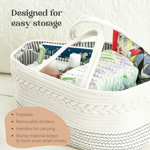 Cesta de Almacenamiento Plegable Moderna para Bebés, con Compartimento Central, de Cuerda de Algodón Ecológica, Portátil, Grande y Bonita, Venta al por Mayor - Product Image 4