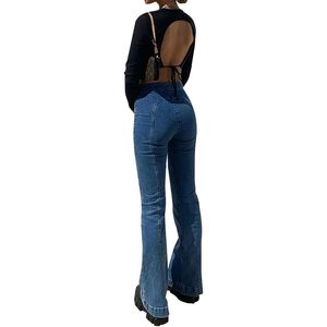 2025 pantalones vaqueros acampanados de cintura alta para mujer, pantalones vaqueros ajustados con Ajuste Recto, estilo de corte de bota, diseño transpirable - Product Image 2