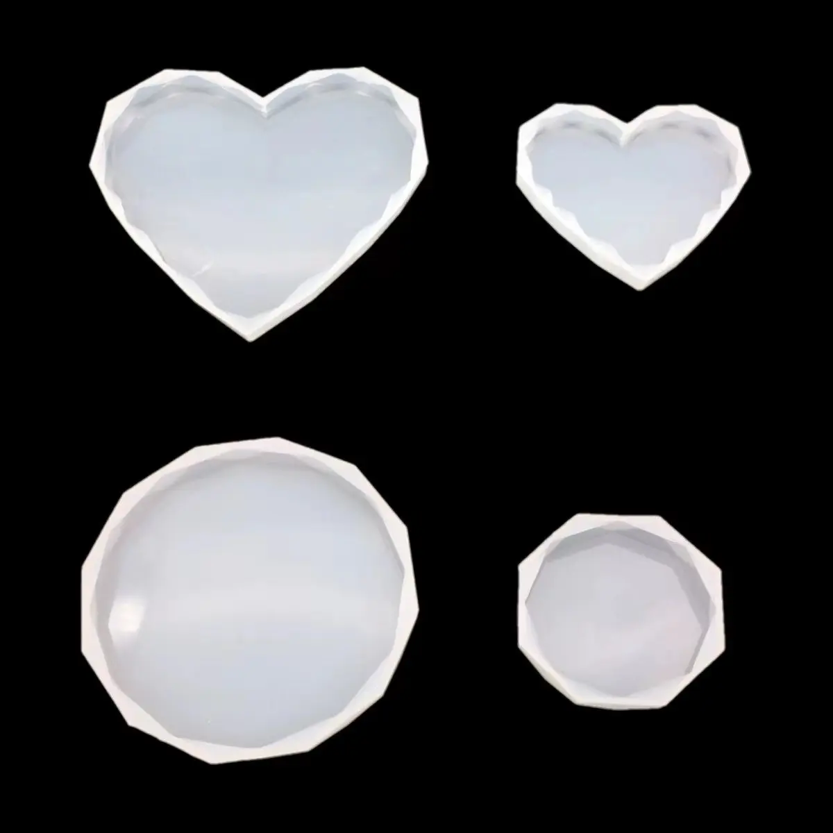 New Hot Sale Diy Epoxy Resin Heart Shaped Round Coaster Silicone Molds