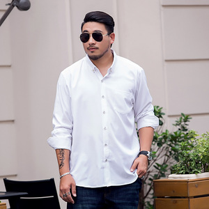 เสื้อเชิ้ตลำลองทรงหลวมสำหรับผู้ชายไซส์ใหญ่ แขนยาว สีพื้น สำหรับใส่ทำงาน - Product Image 3